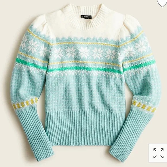 J. Crew Sweaters - J Crew Fair Isle Puff-sleeve Crewneck Sweater In Supersoft Yarn